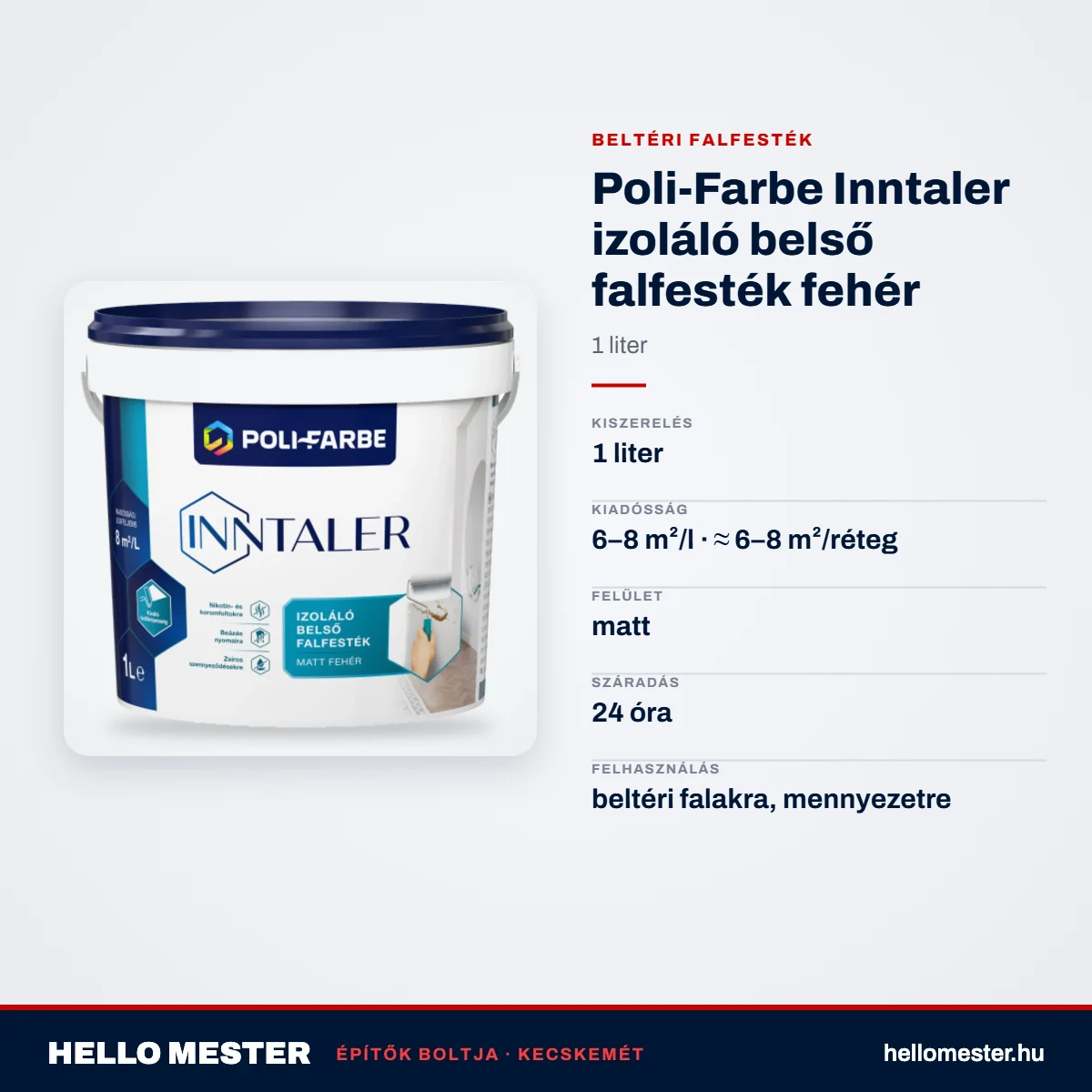 Poli-Farbe Inntaler izoláló belső falfesték fehér 1 L – műszaki adatok – HelloMester Kecskemét