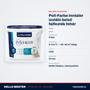 Poli-Farbe Inntaler izoláló belső falfesték fehér 5 L – műszaki adatok – HelloMester Kecskemét