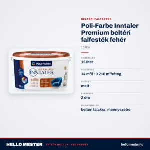 Poli-Farbe Inntaler Premium beltéri falfesték fehér 15 L – műszaki adatok – HelloMester Kecskemét