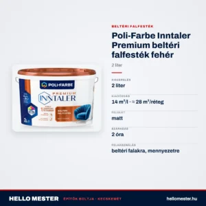Poli-Farbe Inntaler Premium beltéri falfesték fehér 2 L – műszaki adatok – HelloMester Kecskemét