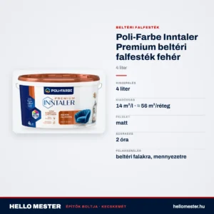 Poli-Farbe Inntaler Premium beltéri falfesték fehér 4 L – műszaki adatok – HelloMester Kecskemét