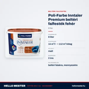 Poli-Farbe Inntaler Premium beltéri falfesték fehér 8 L – műszaki adatok – HelloMester Kecskemét