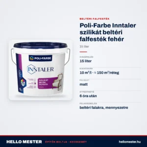 Poli-Farbe Inntaler szilikát beltéri falfesték fehér 15 L – műszaki adatok – HelloMester Kecskemét