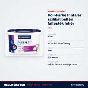 Poli-Farbe Inntaler szilikát beltéri falfesték fehér 2 L – műszaki adatok – HelloMester Kecskemét