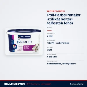 Poli-Farbe Inntaler szilikát beltéri falfesték fehér 4 L – műszaki adatok – HelloMester Kecskemét