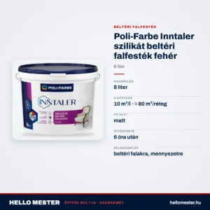 Poli-Farbe Inntaler szilikát beltéri falfesték fehér 8 L – műszaki adatok – HelloMester Kecskemét
