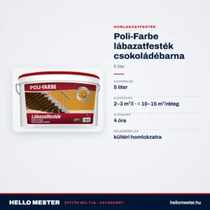 Poli-Farbe lábazatfesték csokoládébarna 5 L – műszaki adatok – HelloMester Kecskemét