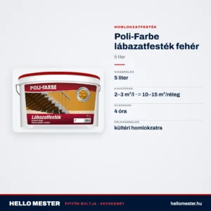 Poli-Farbe lábazatfesték fehér 5 L – műszaki adatok – HelloMester Kecskemét