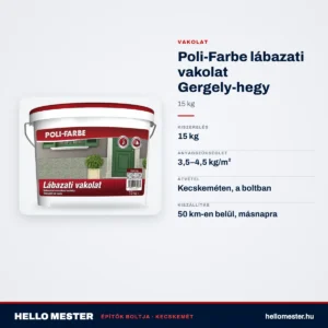 Poli-Farbe lábazati vakolat Gergely-hegy 15 kg – műszaki adatok – HelloMester Kecskemét