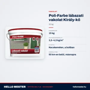 Poli-Farbe lábazati vakolat Király-kő 15 kg – műszaki adatok – HelloMester Kecskemét