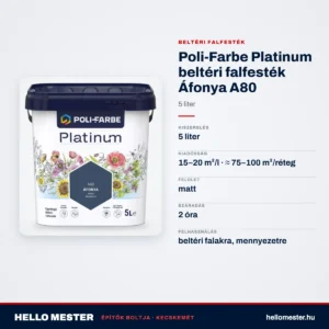 Poli-Farbe Platinum beltéri falfesték Áfonya A80 5 L – műszaki adatok – HelloMester Kecskemét