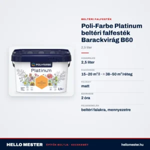 Poli-Farbe Platinum beltéri falfesték Barackvirág B60 2,5 L – műszaki adatok – HelloMester Kecskemét