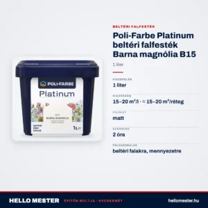 Poli-Farbe Platinum beltéri falfesték Barna magnólia B15 1 L – műszaki adatok – HelloMester Kecskemét