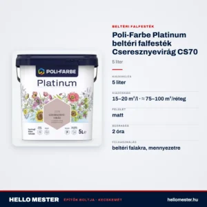 Poli-Farbe Platinum beltéri falfesték Cseresznyevirág CS70 5 L – műszaki adatok – HelloMester Kecskemét