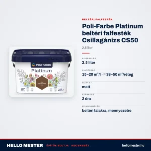 Poli-Farbe Platinum beltéri falfesték Csillagánizs CS50 2,5 L – műszaki adatok – HelloMester Kecskemét
