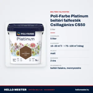 Poli-Farbe Platinum beltéri falfesték Csillagánizs CS50 5 L – műszaki adatok – HelloMester Kecskemét