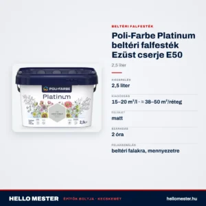 Poli-Farbe Platinum beltéri falfesték Ezüst cserje E50 2,5 L – műszaki adatok – HelloMester Kecskemét