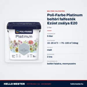 Poli-Farbe Platinum beltéri falfesték Ezüst zsálya E20 5 L – műszaki adatok – HelloMester Kecskemét