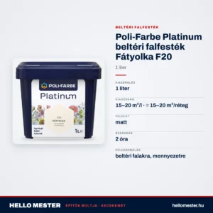 Poli-Farbe Platinum beltéri falfesték Fátyolka F20 1 L – műszaki adatok – HelloMester Kecskemét