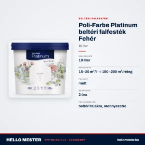 Poli-Farbe Platinum beltéri falfesték Fehér 10 L – műszaki adatok – HelloMester Kecskemét