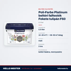 Poli-Farbe Platinum beltéri falfesték Fekete tulipán F60 2,5 L – műszaki adatok – HelloMester Kecskemét