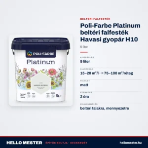 Poli-Farbe Platinum beltéri falfesték Havasi gyopár H10 5 L – műszaki adatok – HelloMester Kecskemét