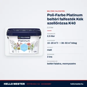 Poli-Farbe Platinum beltéri falfesték Kék szellőrózsa K40 2,5 L – műszaki adatok – HelloMester Kecskemét