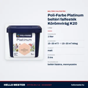 Poli-Farbe Platinum beltéri falfesték Körömvirág K20 1 L – műszaki adatok – HelloMester Kecskemét