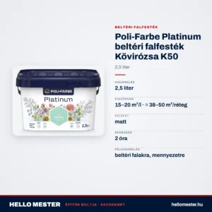 Poli-Farbe Platinum beltéri falfesték Kövirózsa K50 2,5 L – műszaki adatok – HelloMester Kecskemét
