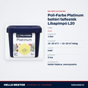 Poli-Farbe Platinum beltéri falfesték Libapimpó L20 1 L – műszaki adatok – HelloMester Kecskemét