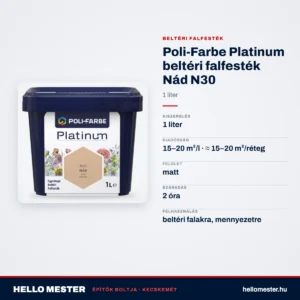Poli-Farbe Platinum beltéri falfesték Nád N30 1 L – műszaki adatok – HelloMester Kecskemét
