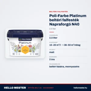 Poli-Farbe Platinum beltéri falfesték Napraforgó N40 2,5 L – műszaki adatok – HelloMester Kecskemét