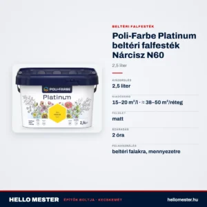 Poli-Farbe Platinum beltéri falfesték Nárcisz N60 2,5 L – műszaki adatok – HelloMester Kecskemét