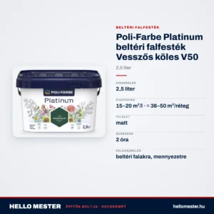 Poli-Farbe Platinum beltéri falfesték Vesszős köles V50 2,5 L – műszaki adatok – HelloMester Kecskemét