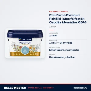 Poli-Farbe Platinum Foltálló latex falfesték Csodás klemátisz CS40 2,5 L – műszaki adatok – HelloMester Kecskemét