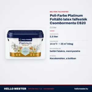 Poli-Farbe Platinum Foltálló latex falfesték Csombormenta CS20 2,5 L – műszaki adatok – HelloMester Kecskemét