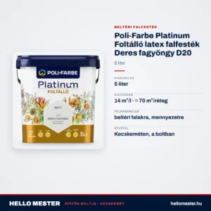 Poli-Farbe Platinum Foltálló latex falfesték Deres fagyöngy D20 5 L – műszaki adatok – HelloMester Kecskemét