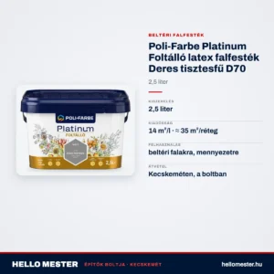 Poli-Farbe Platinum Foltálló latex falfesték Deres tisztesfű D70 2,5 L – műszaki adatok – HelloMester Kecskemét