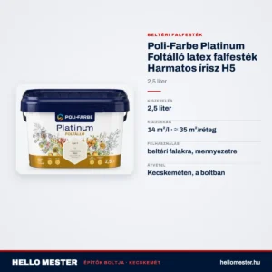 Poli-Farbe Platinum Foltálló latex falfesték Harmatos írisz H5 2,5 L – műszaki adatok – HelloMester Kecskemét