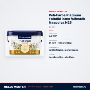 Poli-Farbe Platinum Foltálló latex falfesték Naspolya N25 2,5 L – műszaki adatok – HelloMester Kecskemét