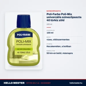 Poli-Farbe Poli-Mix univerzális színezőpaszta 40 türkiz zöld 100 ml – műszaki adatok – HelloMester Kecskemét