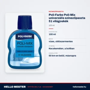 Poli-Farbe Poli-Mix univerzális színezőpaszta 51 világoskék 100 ml – műszaki adatok – HelloMester Kecskemét