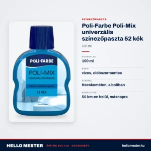 Poli-Farbe Poli-Mix univerzális színezőpaszta 52 kék 100 ml – műszaki adatok – HelloMester Kecskemét