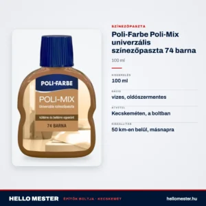 Poli-Farbe Poli-Mix univerzális színezőpaszta 74 barna 100 ml – műszaki adatok – HelloMester Kecskemét
