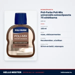 Poli-Farbe Poli-Mix univerzális színezőpaszta 75 sötétbarna 100 ml – műszaki adatok – HelloMester Kecskemét