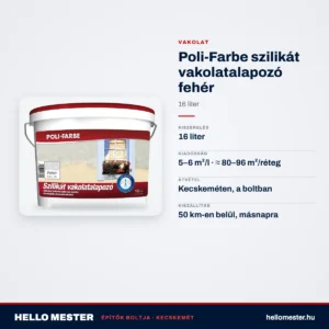 Poli-Farbe szilikát vakolatalapozó fehér 16 L – műszaki adatok – HelloMester Kecskemét
