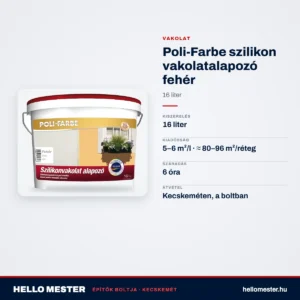 Poli-Farbe szilikon vakolatalapozó fehér 16 L – műszaki adatok – HelloMester Kecskemét