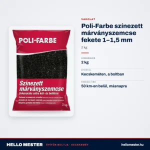 Poli-Farbe színezett márványszemcse fekete 1–1,5 mm 2 kg – műszaki adatok – HelloMester Kecskemét