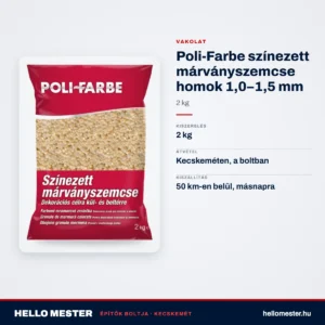 Poli-Farbe színezett márványszemcse homok 1,0–1,5 mm 2 kg – műszaki adatok – HelloMester Kecskemét