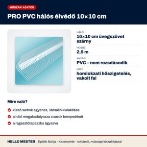 PRO PVC hálós élvédő 10×10 cm – műszaki adatok és felhasználás